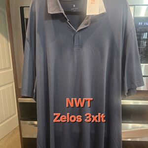 ZELOS Men's Dark Blue Polo Shirt